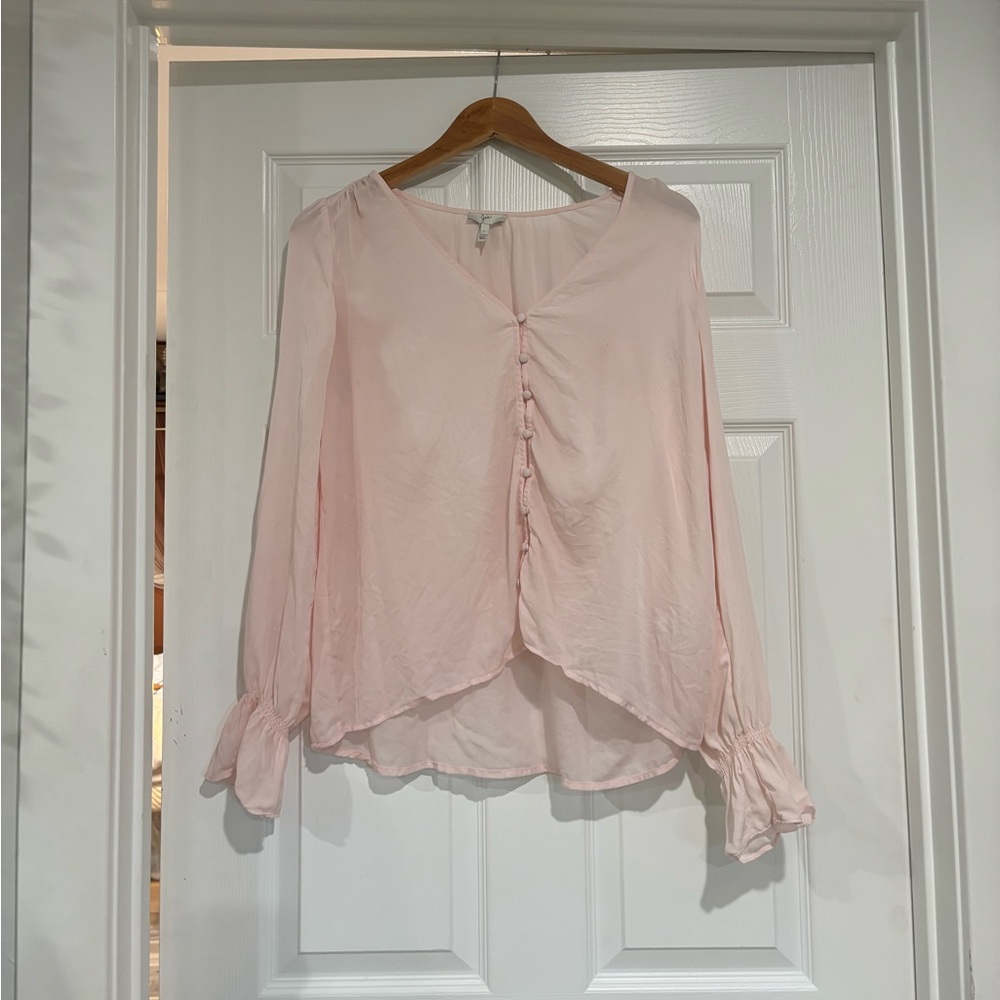 Joie Silk Light Pink Button-Up Blouse - Picture 3 of 6